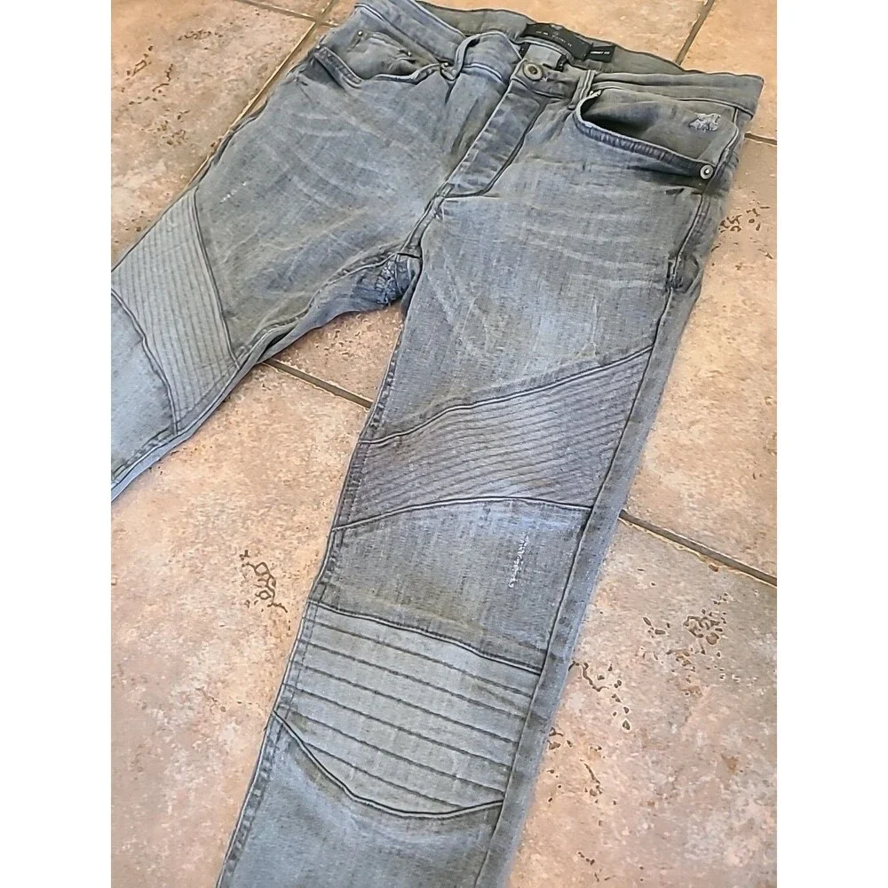 Zara Man ZMDC Skinny Jeans Gray Denim Mens Sz 31 Distressed - Picture 2 of 8
